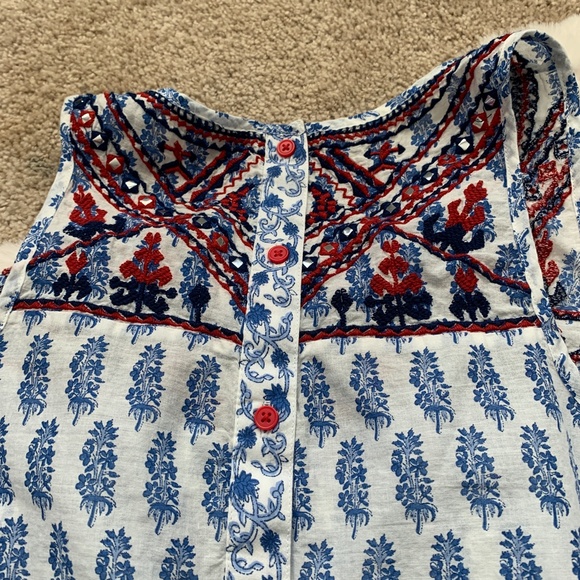 Lucky Brand Blue & Red Floral Sleeveless Blouse- L - Picture 11 of 14